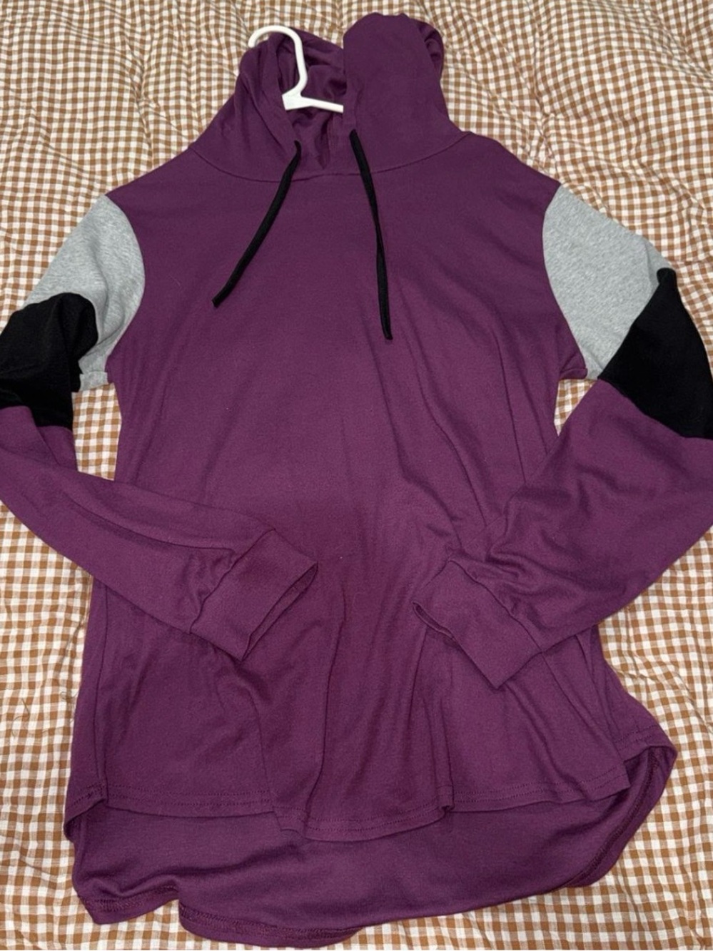 Plum Colorblock Hoodie Pullover
